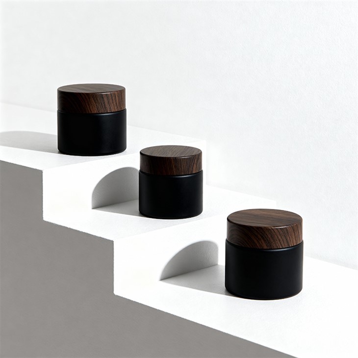 Black Glass Cosmetic Jars