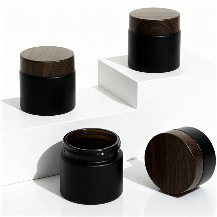 black glass jars for cosmetics